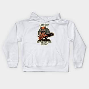 The Purr-fect Tool Kitty with Chainsaw Kids Hoodie
